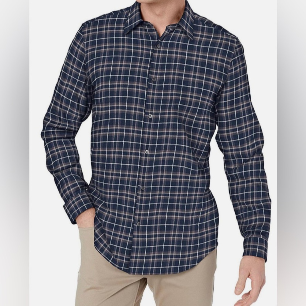 Theory Eclipse Plaid Flannel Button Down Shirt XL